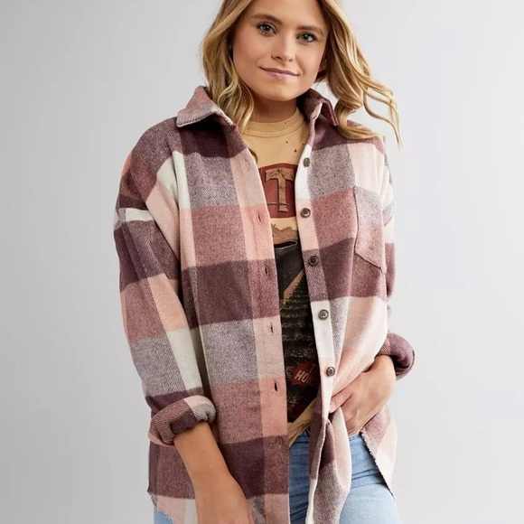 BKE Jackets & Blazers - BKE Checkered Plaid Brushed Knit Shacket